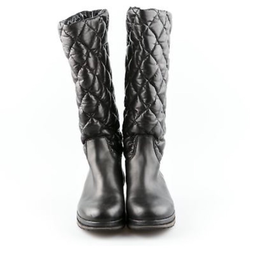 Moncler Quilted Leather Mid Calf Boots - Picture 3 of 6